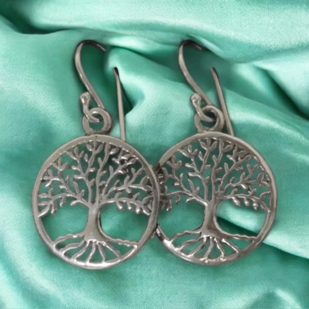 925 Sterling Silver Tree of Life Dangle Earrings